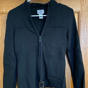 LOFT Black Petite Zip-Up Jacket